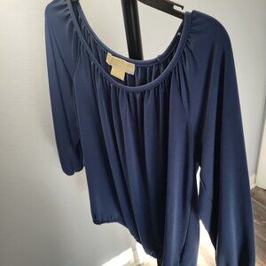 MICHAEL Kors Navy scoop neck 3/4 sleeve peasant blouse Size Petite Small